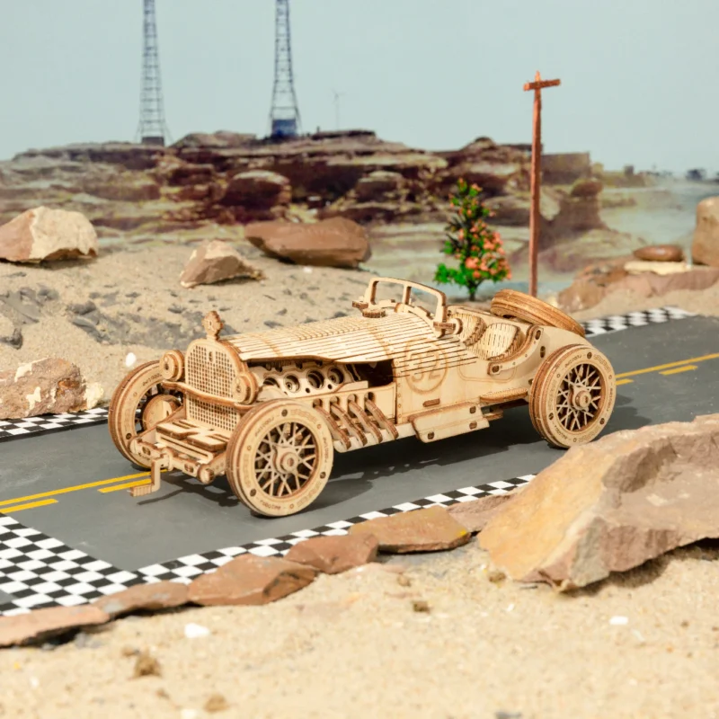 Masina Grand Prix - Puzzle 3D din Lemn - 220 Piese - ROKR MC401