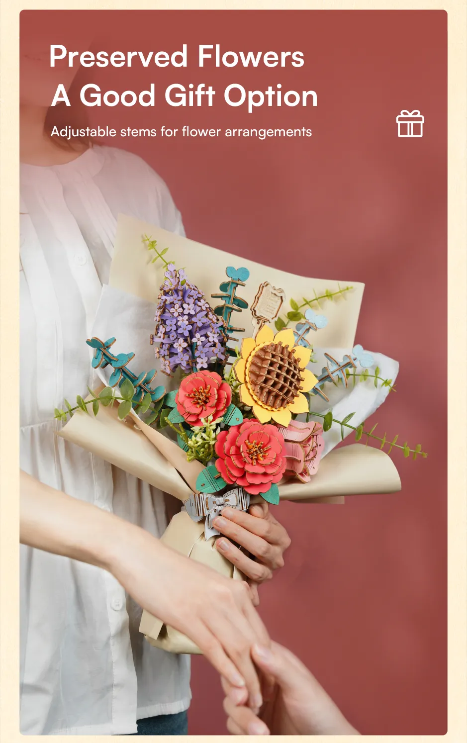 Buchet de Flori - Puzzle 3D din Lemn - 581 Piese - Rowood TW01H 03