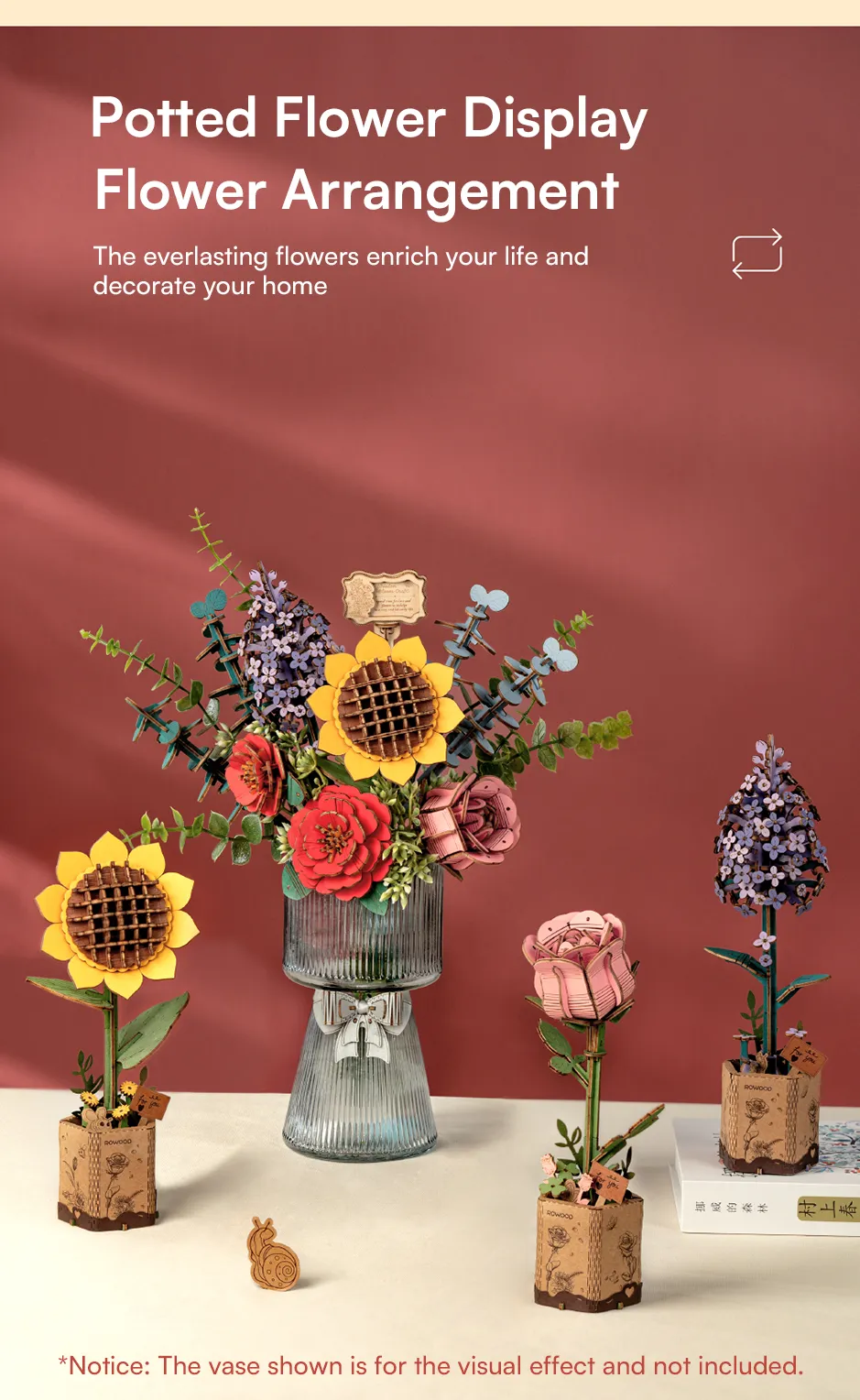 Buchet de Flori - Puzzle 3D din Lemn - 581 Piese - Rowood TW01H 05