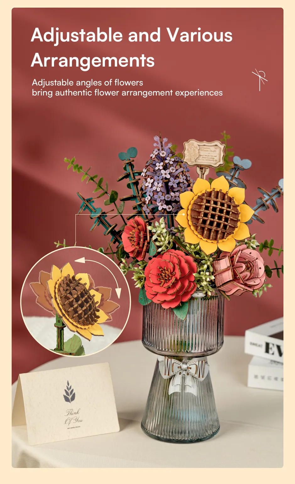 Buchet de Flori - Puzzle 3D din Lemn - 581 Piese - Rowood TW01H 06